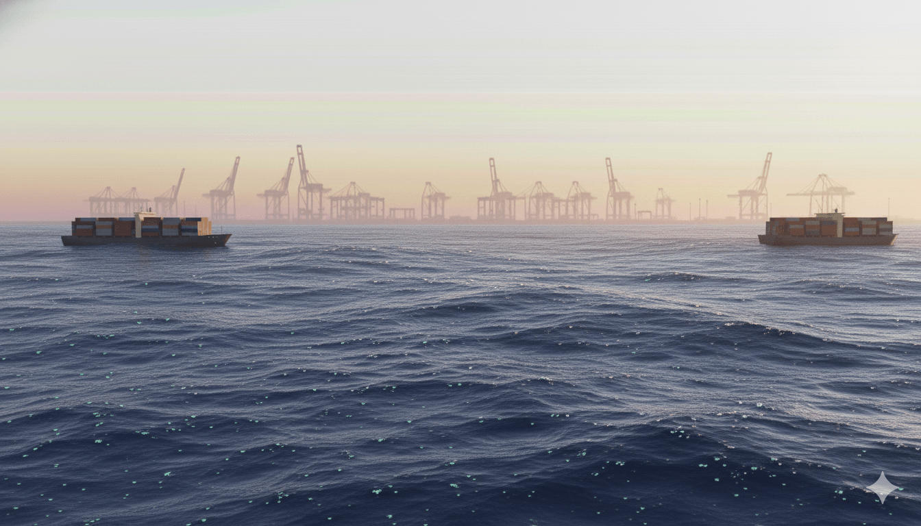 Container ship at sea